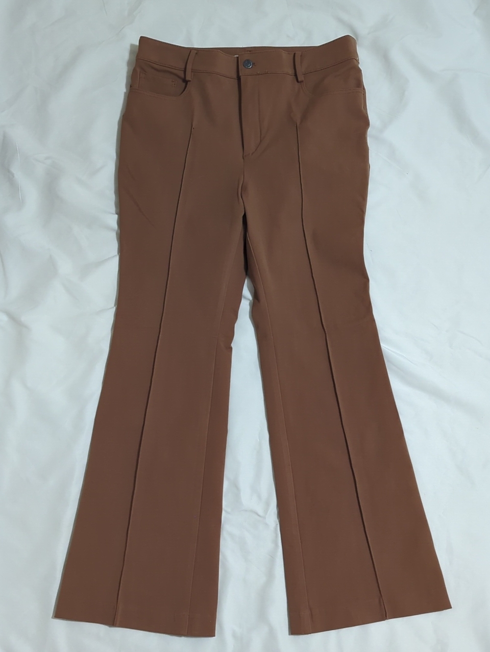 Loft Five Pocket SlimFit Flare Pants in Bi-Stretch, Color Brown Size 12